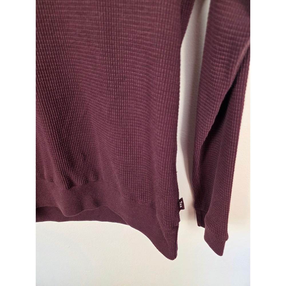 Tna Aritzia Womens Waffle Knit Raglan Long Sleeve Thermal Top Burgundy Plum S - Picture 4 of 7